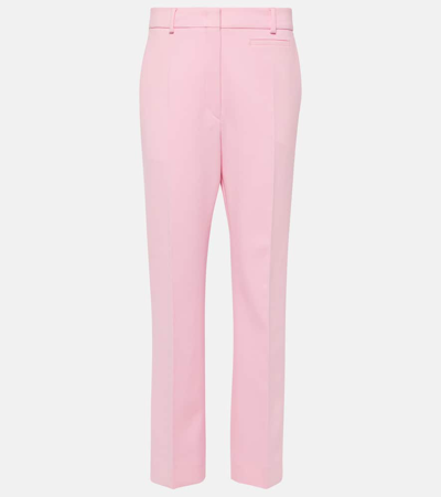 Sportmax Roagna Mid-rise Wool-blend Straight Pants In Pink