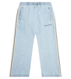 Palm Angels Striped Straight Jeans In Blue