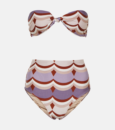 Adriana Degreas Vintage Waves Printed Bikini In Multicoloured