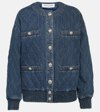 Veronica Beard Glennon Stitched Denim Bomber Jacket In Blue