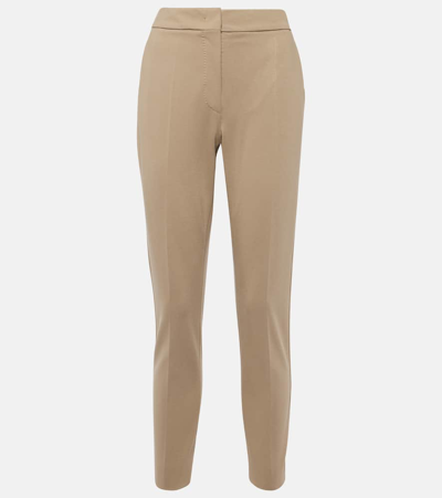 Max Mara Pegno Jersey Cropped Slim Pants In Sabbia