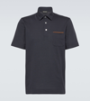Zegna Cotton Piquet Short Sleeve Polo In Blue