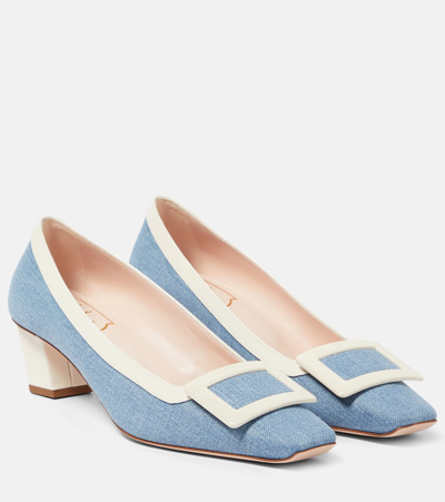 Roger Vivier Belle Vivier 45 Canvas Pumps In Blue