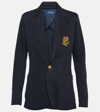 Polo Ralph Lauren Embroidered-monogram Double-knit Blazer In Blue