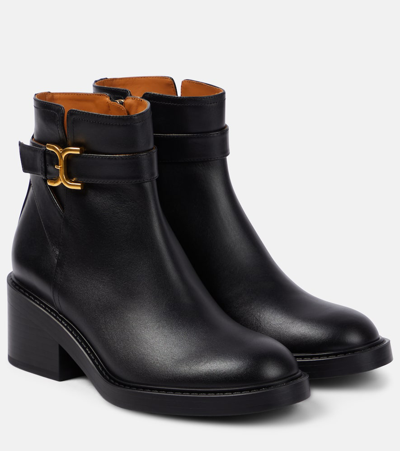 Chloé Marcie Leather Ankle Boots In Black