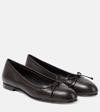Manolo Blahnik Verallim 10 Bow-detailed Leather-trimmed Satin Ballet Flats In Brown