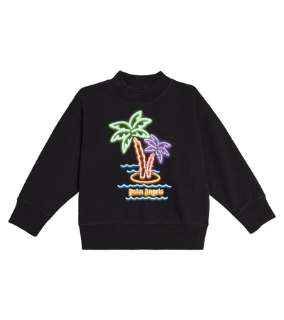 Palm Angels Kids' Printed Cotton Jersey Sweatshirt In Black