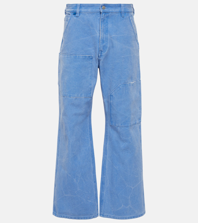Acne Studios Palma Mid-rise Canvas Straight Pants In Blue