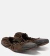 Brunello Cucinelli Suede Monili Cap-toe Ballerina Flats In Brown