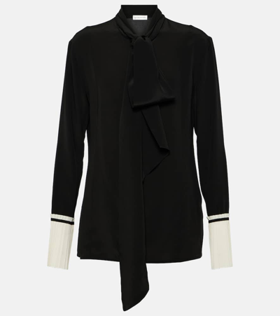 VICTORIA BECKHAM BOW TIE-NECK SILK CRÊPE BLOUSE