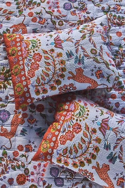 Anthropologie Kelcey Organic Cotton Printed Shams, Set Of 2