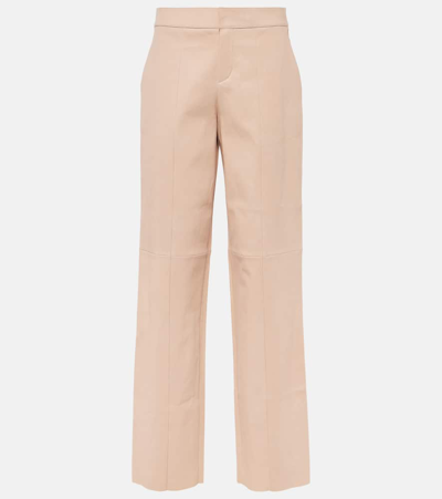 Stouls Massimo Leather Trousers In Beige