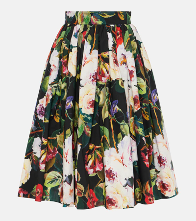 Dolce & Gabbana Printed Cotton Midi Skirt In Multicoloured