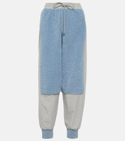 Jw Anderson Fleece Colour-block Sweatpants In Blue