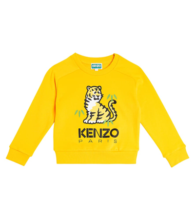 Kenzo Kids' Logo印花棉质运动衫 In Yellow