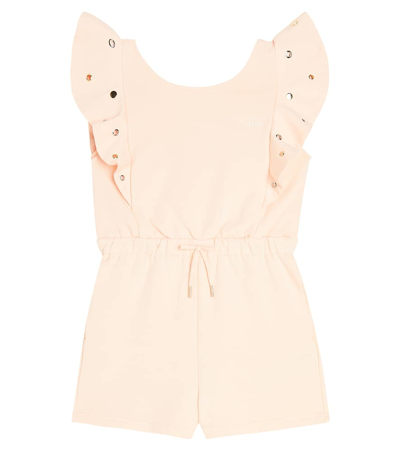 Chloé Kids' Cotton Playsuit In Pink