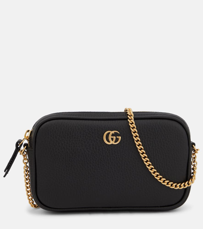 Gucci Gg Marmont Mini Leather Shoulder Bag In Black