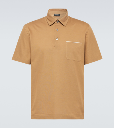 Zegna Cotton Piqué Polo Shirt In Beige