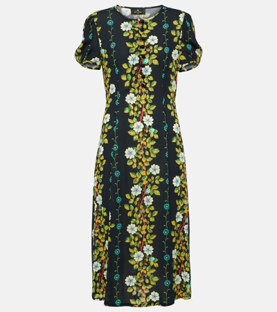 Etro Floral-print Midi Dress In Print On Black Ba