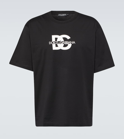 Dolce & Gabbana Logo Cotton Jersey T-shirt In Black