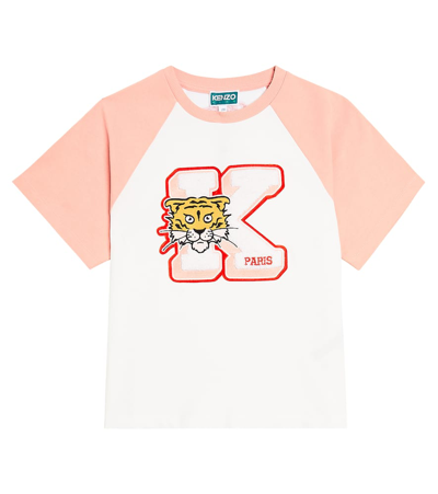 Kenzo Kids' Embroidered Cotton Jersey T-shirt In Multicoloured
