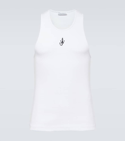 Jw Anderson Logo Cotton Jersey Tank Top In White