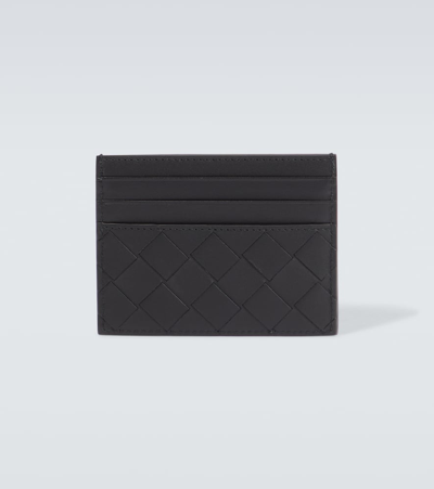 Bottega Veneta Black Intrecciato Card Holder In 8803-black-silver