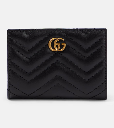 Gucci Gg Marmont Matelassé绗缝皮革钱包 In Black