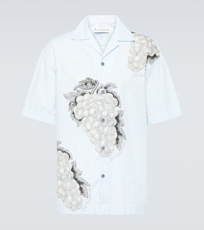 Jw Anderson Grape-print Cotton Shirt In Light Blue
