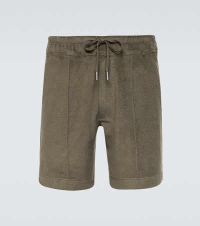Tom Ford Cotton Terry Shorts In Green