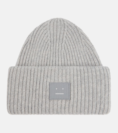 Acne Studios Pansy Ribbed-knit Wool Beanie In Grey