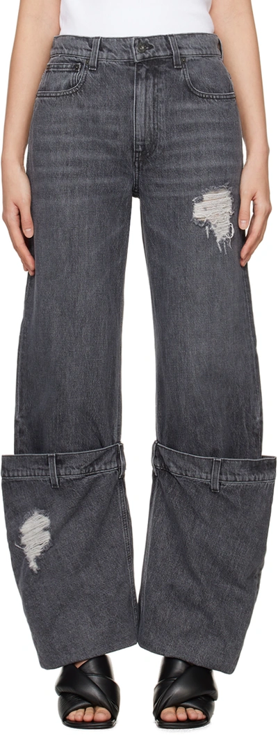 Jw Anderson Logo Patch Distressed Jeans In 929 Grey