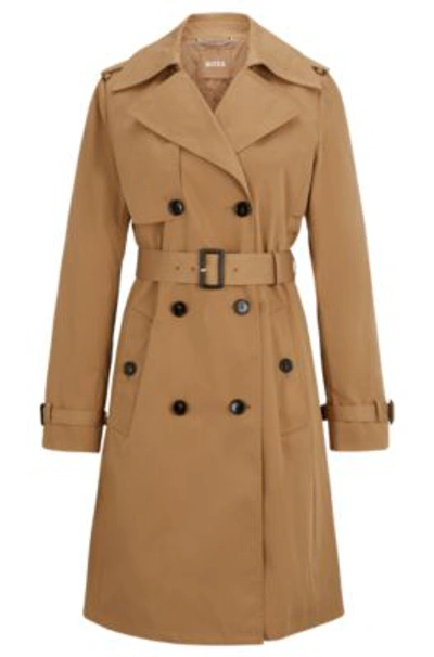 Hugo Boss Regular-fit Trench Coat With Buckled Belt In Beige