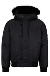 HUGO WATER-REPELLENT PADDED JACKET WITH FAUX-FUR HOOD LINING