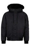 Hugo Boss Water-repellent Padded Jacket With Faux-fur Hood Lining In Black