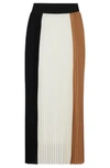 Hugo Boss Pliss Skirt In Signature Colors With High-rise Waist In White