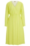 Hugo Boss Regular-fit Dress With Wrap Front And Button Cuffs In Yellow