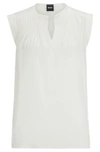 Hugo Boss Relaxed-fit Tailored Blouse In Stretch Silk In White