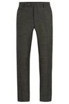 Hugo Boss Slim-fit Trousers In A Patterned Wool Blend In Dark Green