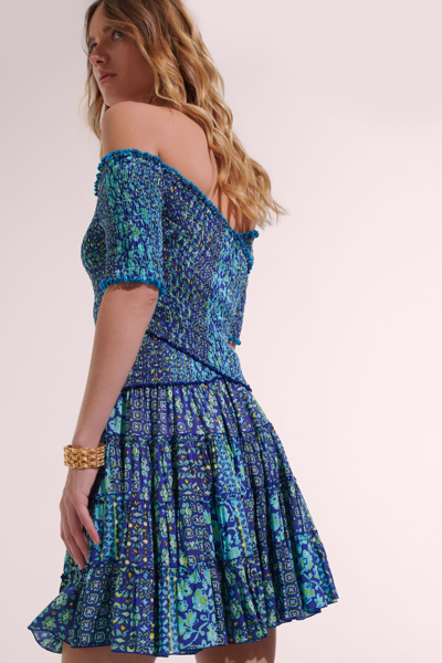 Poupette St Barth Mini Dress Soledad In Blue Verti Batik