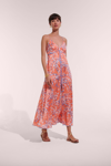 Poupette St Barth Long Kaftan Isabelle In Orange Palmery