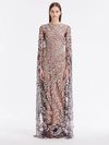 OSCAR DE LA RENTA CRYSTAL LEAVES EMBROIDERED CAFTAN