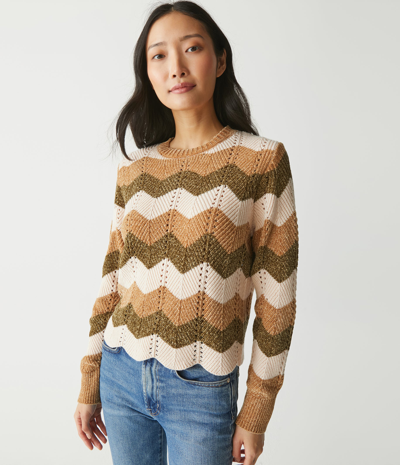 Michael Stars Lakin Chevron Stripe Sweater In Neutral Combo