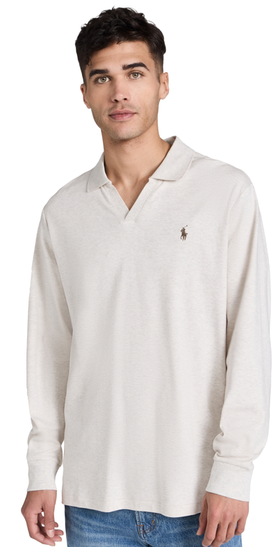 Polo Ralph Lauren Classic Fit Interlock Long Sleeve Polo State Heather Xs In American Heather