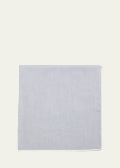 Simonnot Godard Men's Mineral Cotton Pocket Square In Gray