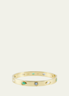 KIMBERLY MCDONALD 18K GOLD OVAL BANGLE WITH BLUE SAPPHIRES, EMERALDS, AND DIAMONDS