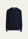 Loro Piana Men's Girocollo Cash Light Crewneck Sweater In Blue Navy