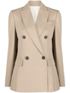 Brunello Cucinelli Double-breasted Cotton-blend Blazer In Beige