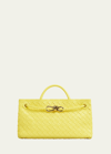 Bottega Veneta Andiamo Small Intreccio Top-handle Bag In Sher-m Brass