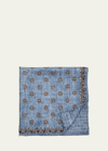 Brunello Cucinelli Men's Silk Double-faced Pocket Square In Denim/brown